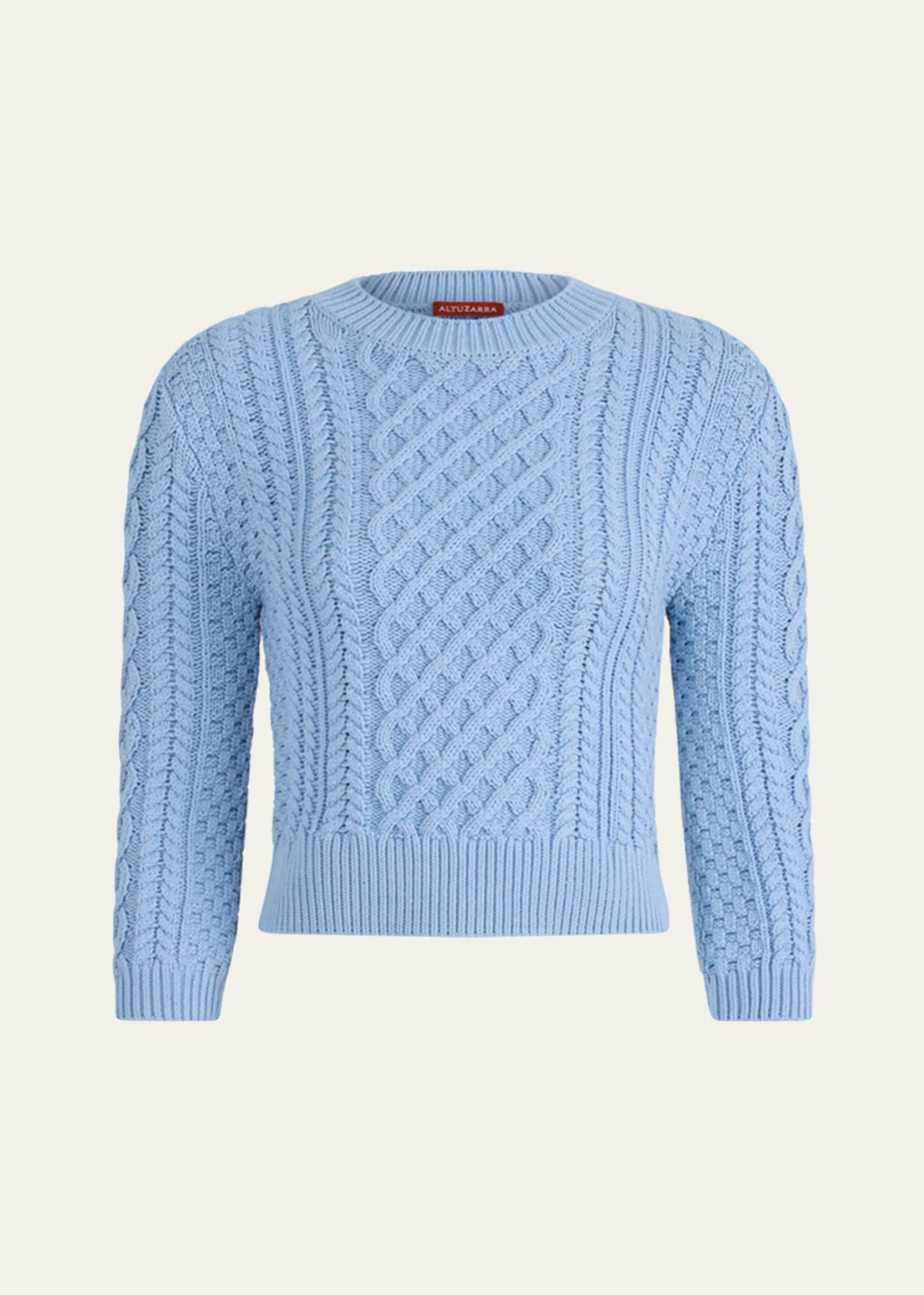 cabbie cable knit 3/4-sleeve sweater