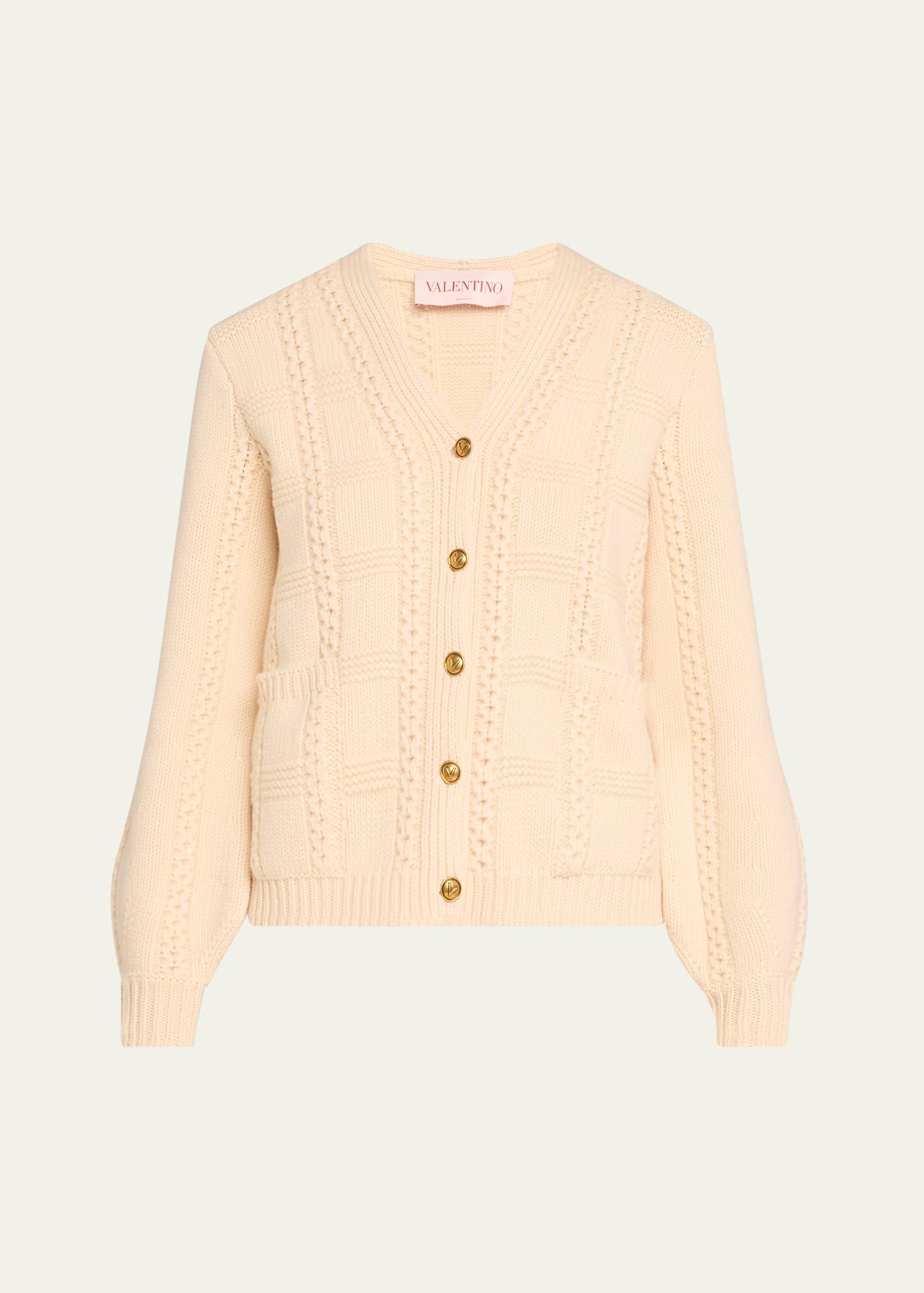cable knit button down cardigan
