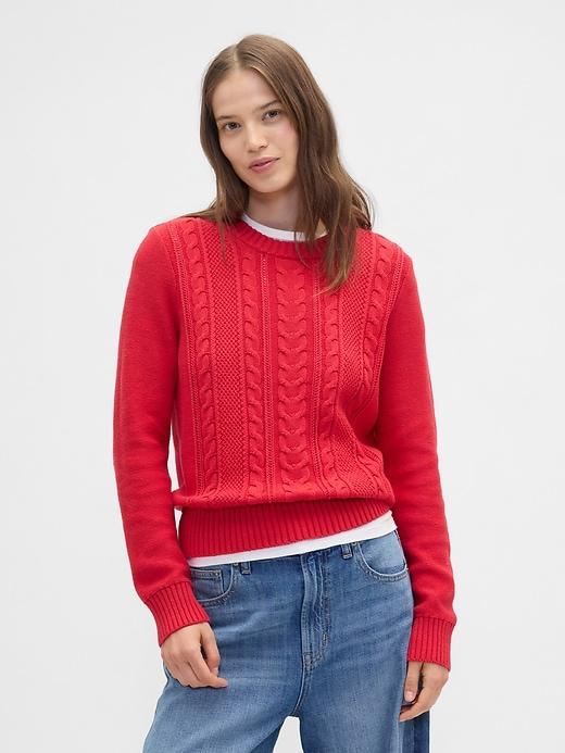 cable-knit crewneck sweater