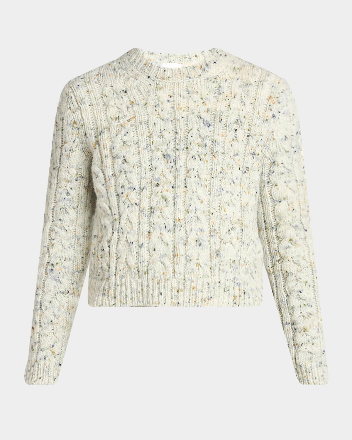 cable-knit crewneck sweater