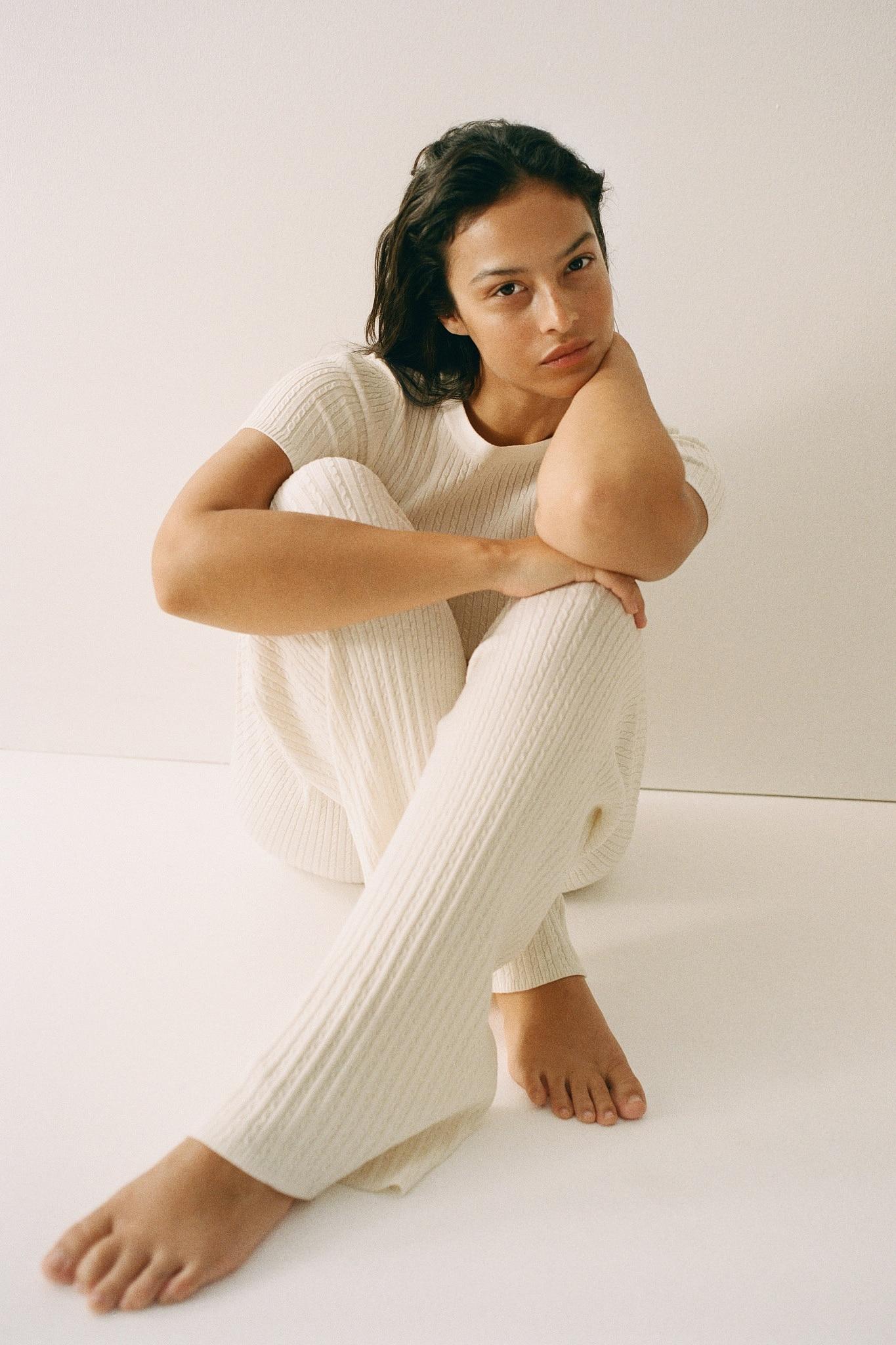cable-knit pants