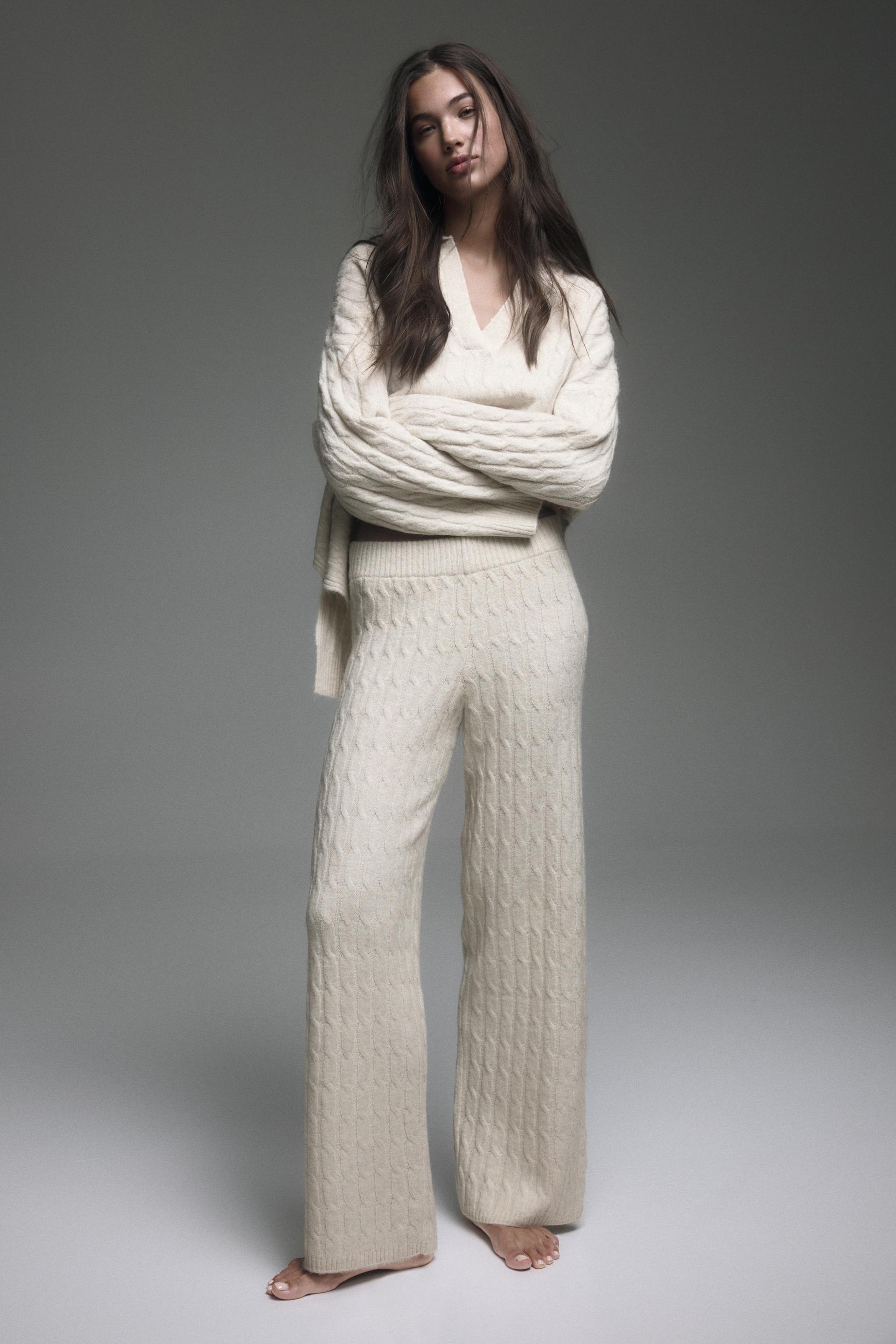 cable-knit pants