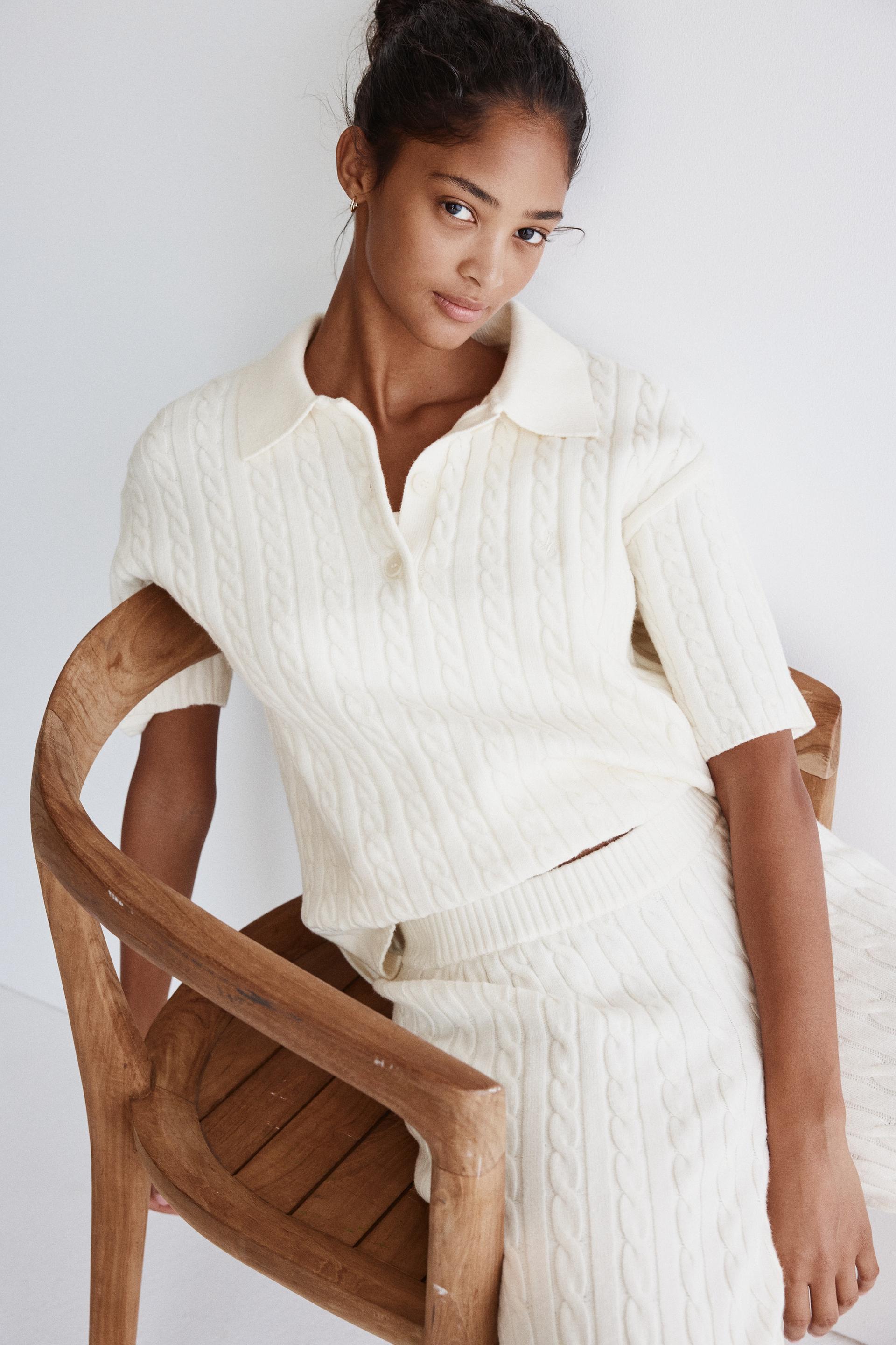 cable-knit polo shirt