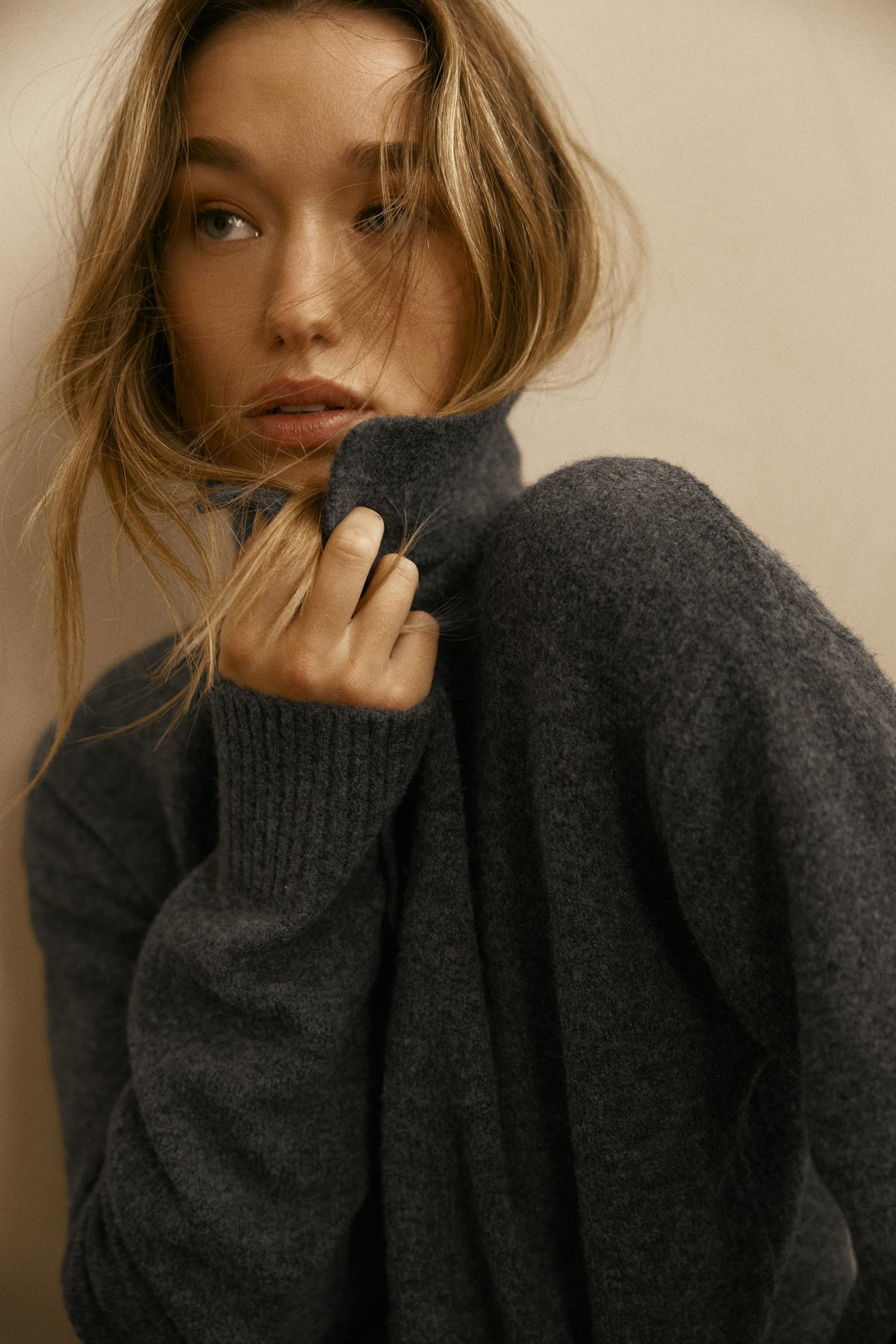 cable-knit polo sweater