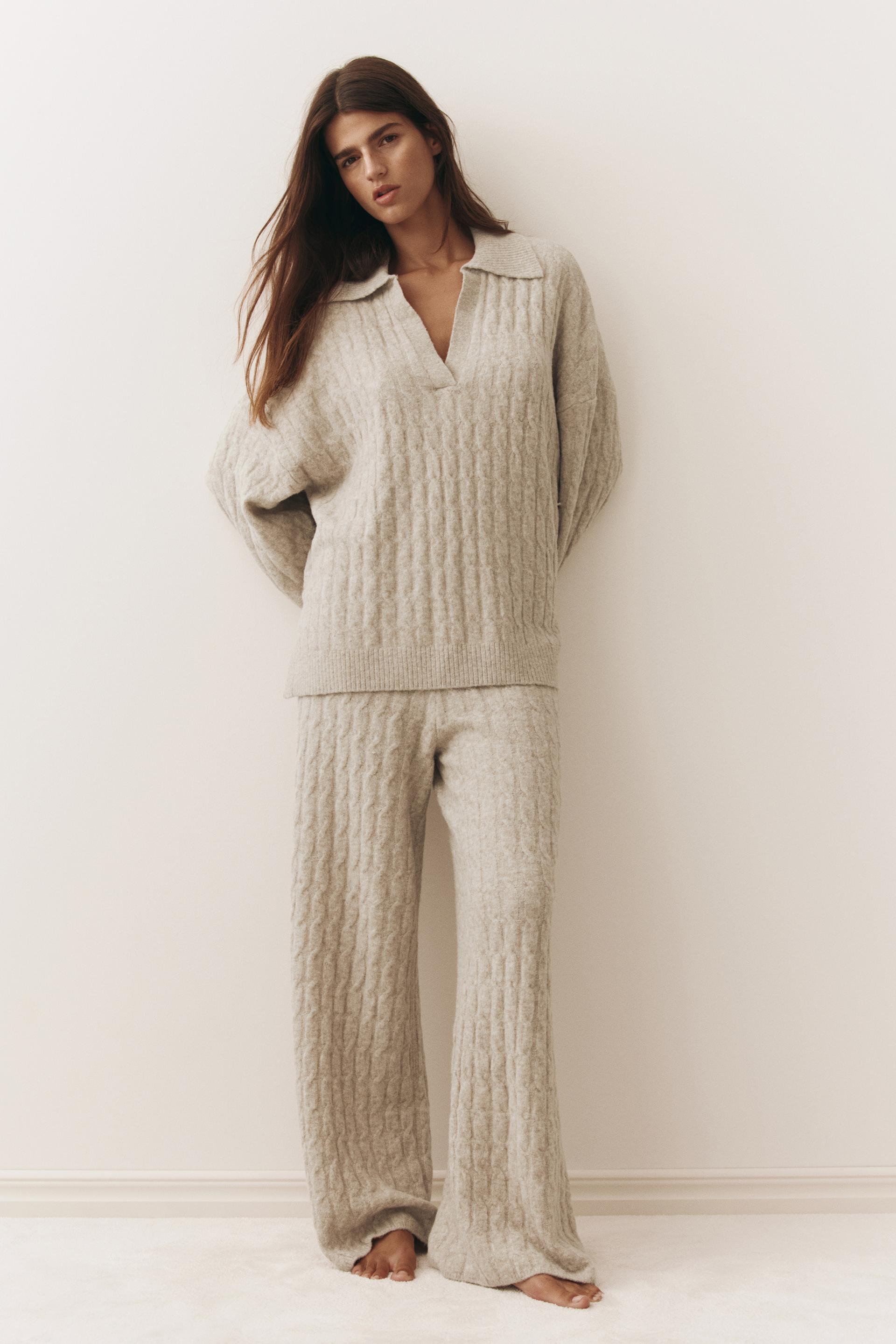 cable-knit polo sweater