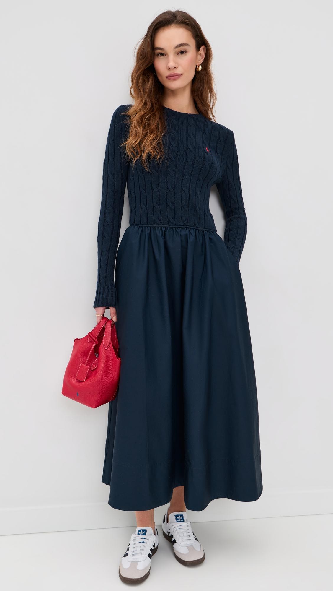 cable knit poplin dress