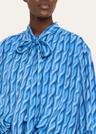 cable knit-print double-sleeve midi shirtdress