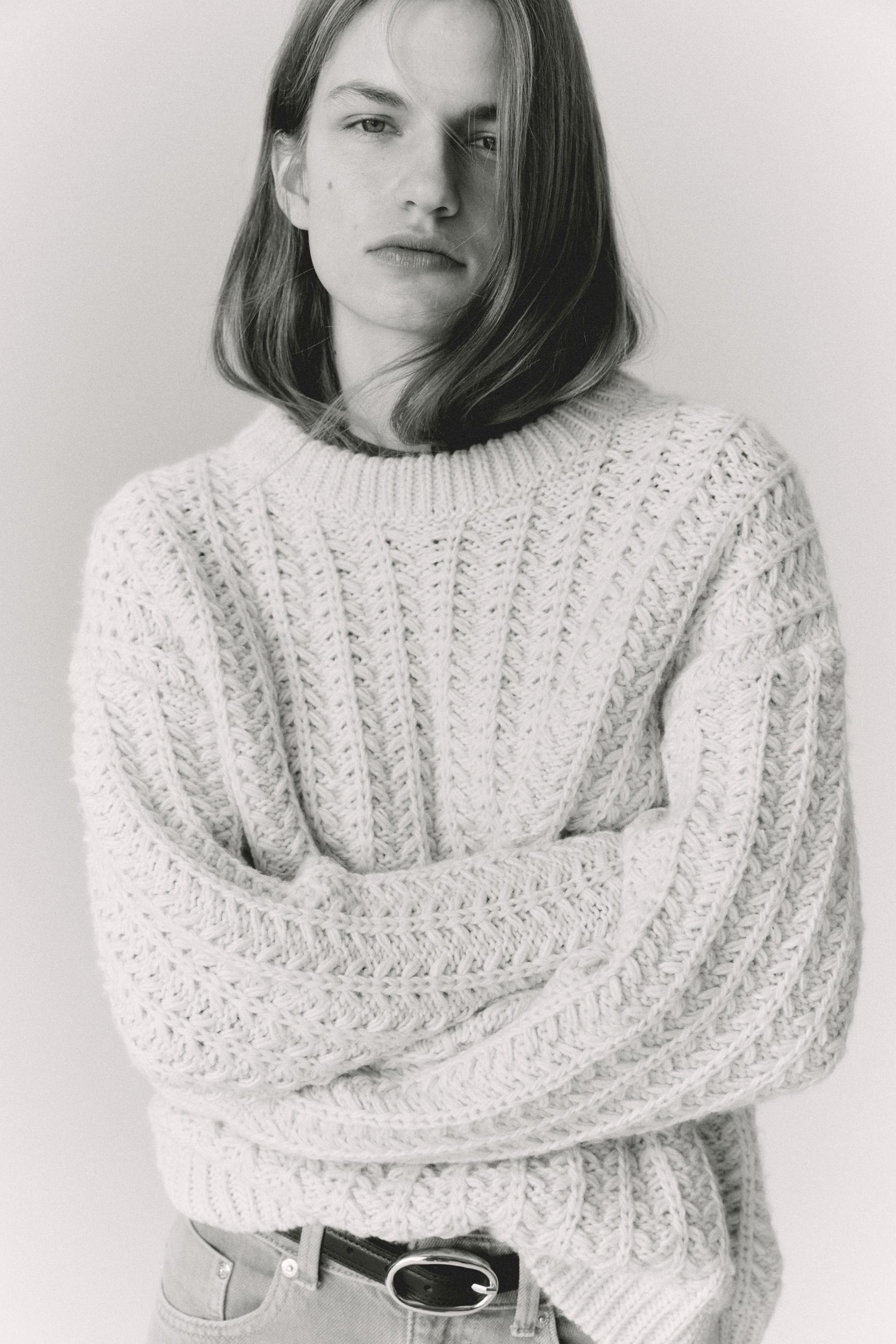 cable-knit sweater
