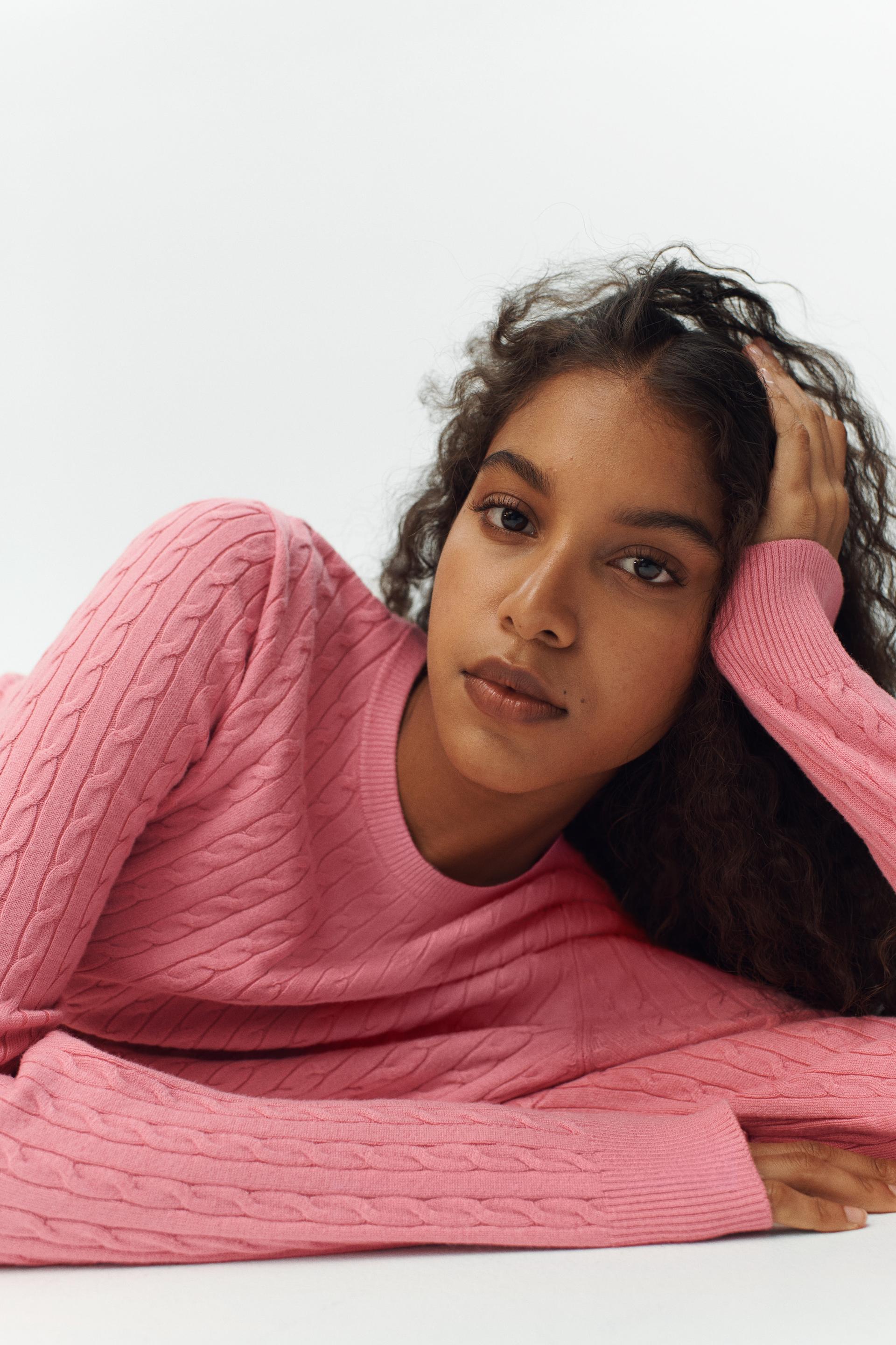 cable-knit sweater