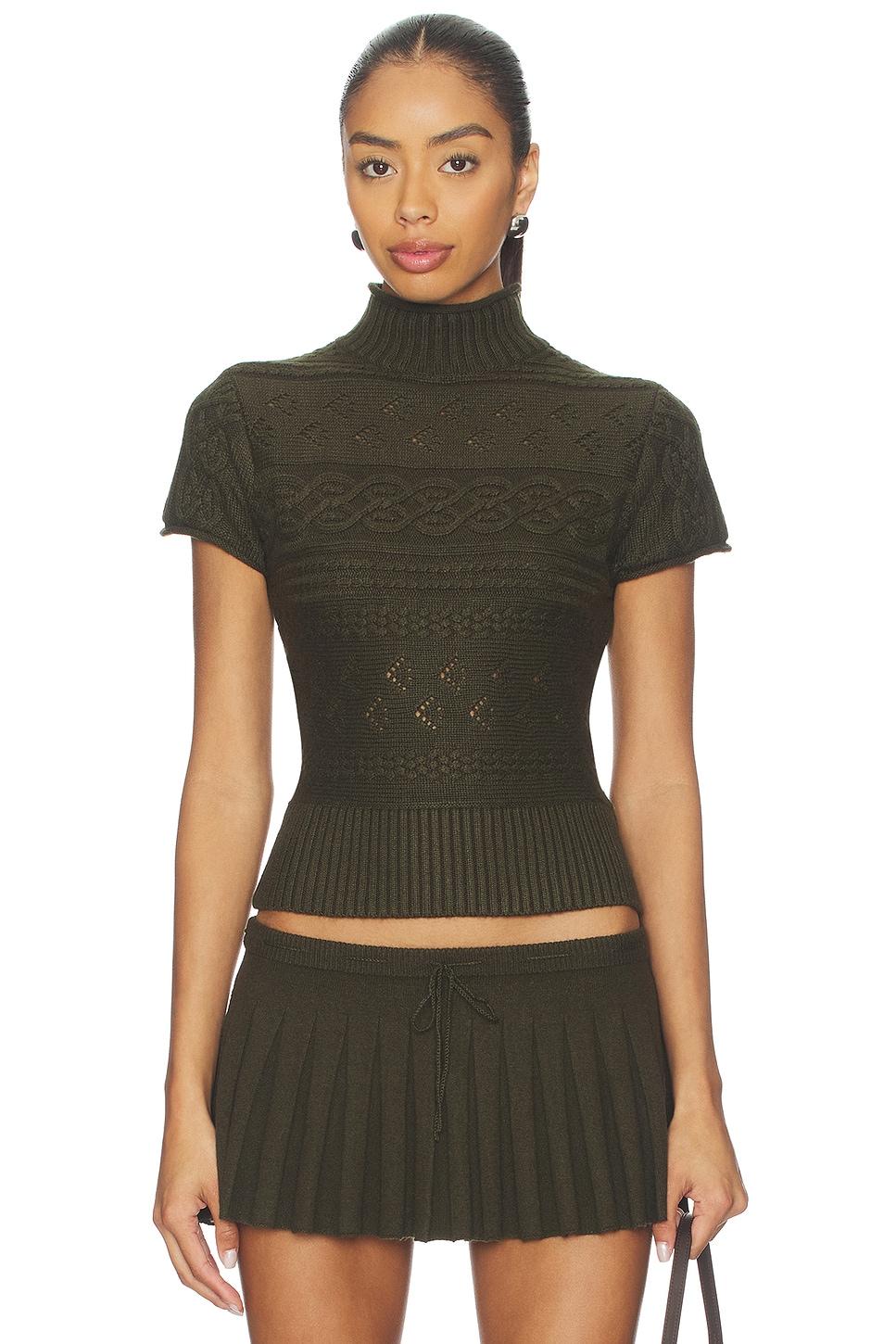 cable knit turtleneck top