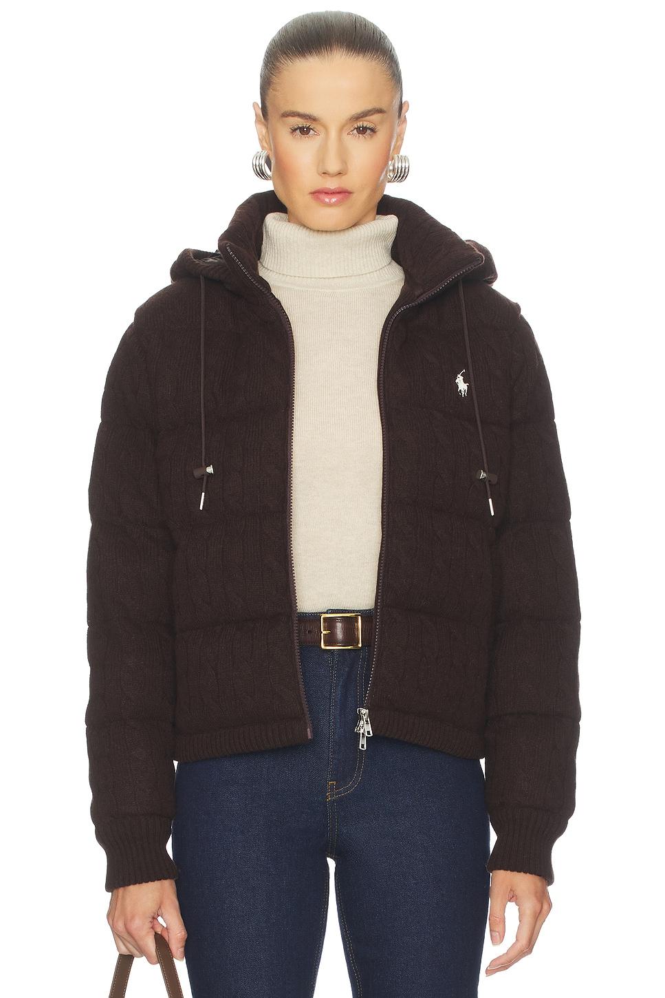 cable knit wool cashmere quilted jacket