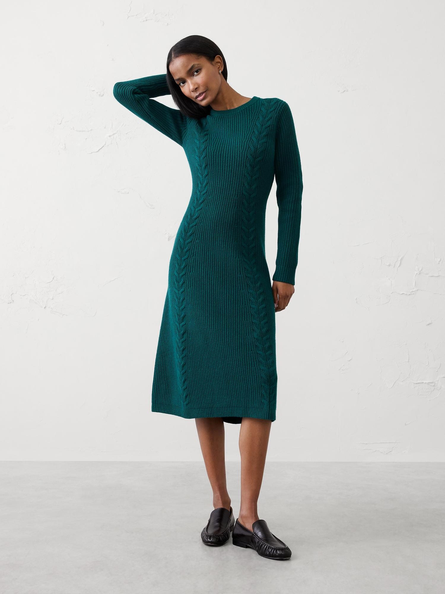 cable midi sweater dress
