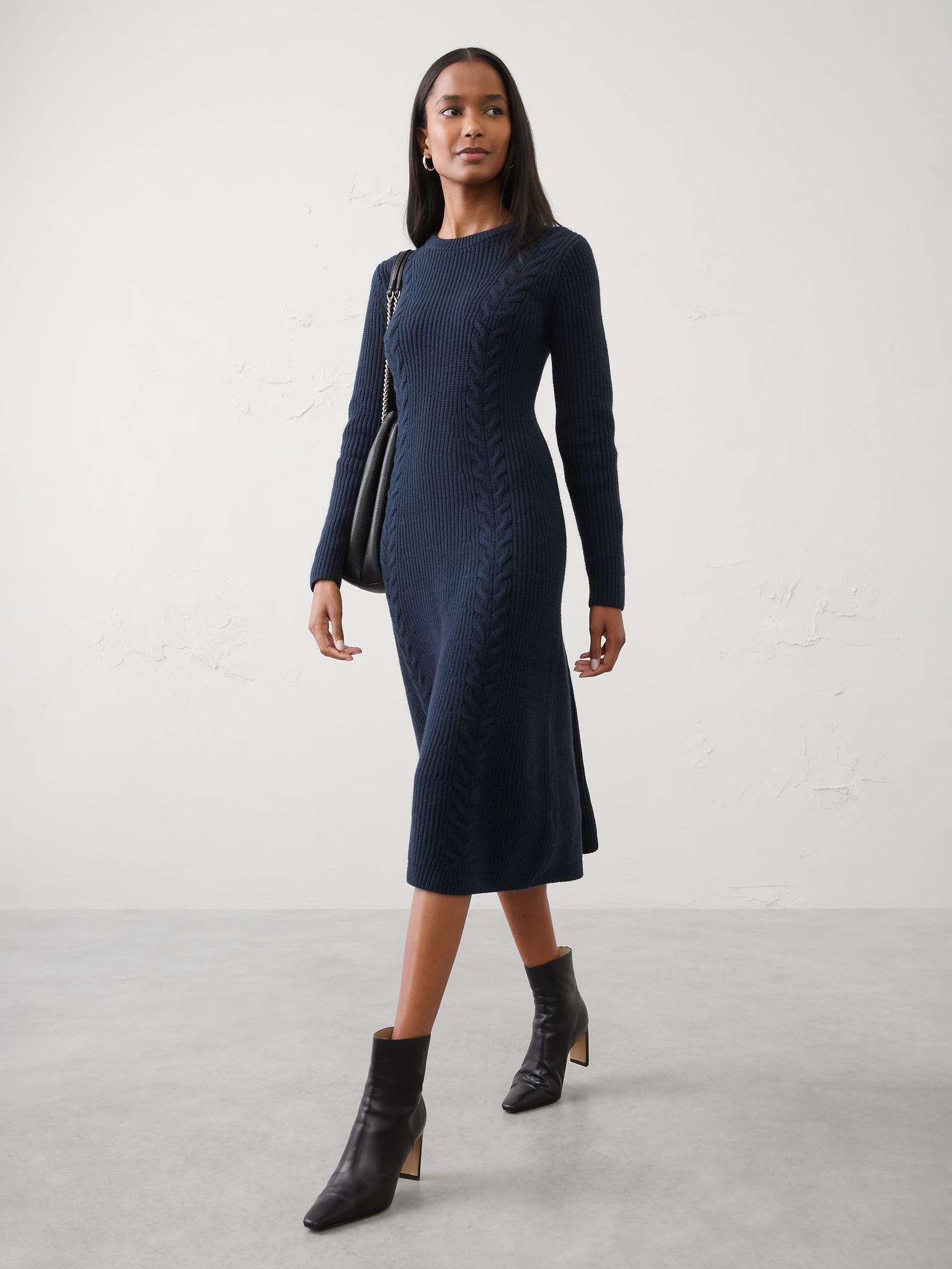 cable midi sweater dress