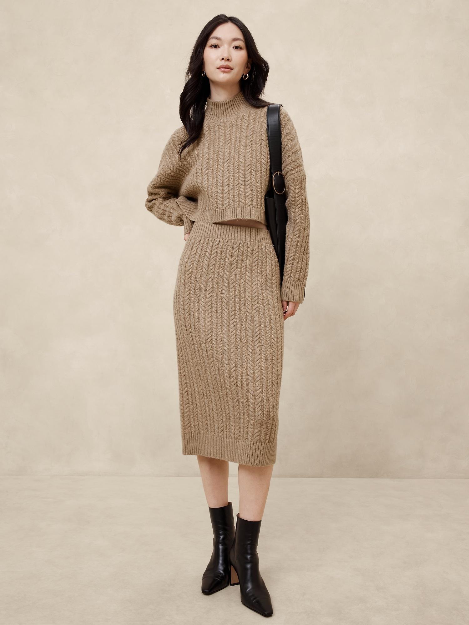 cable midi sweater skirt