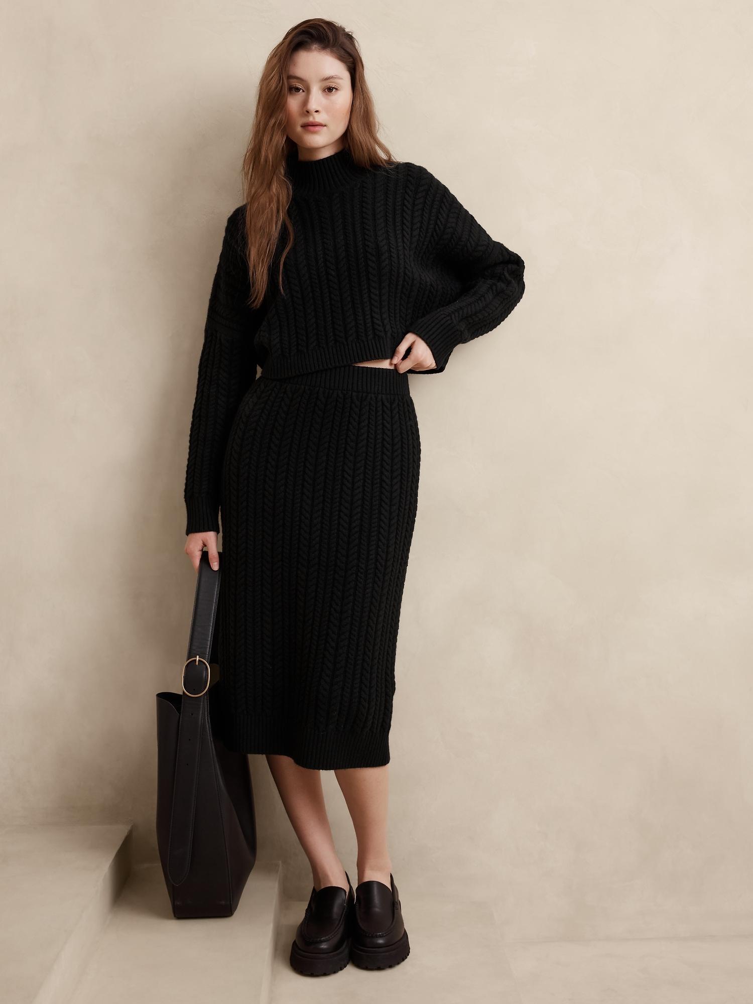 cable midi sweater skirt