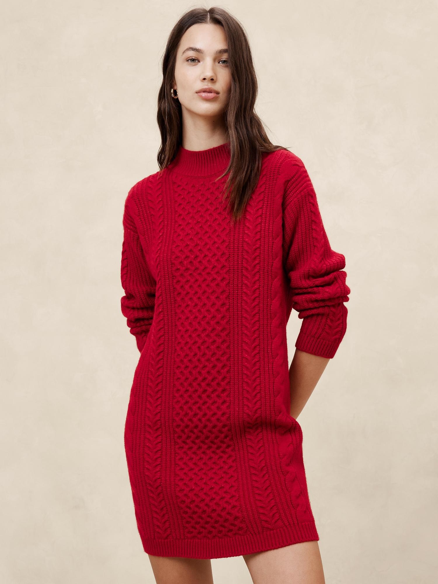 cable mini sweater dress