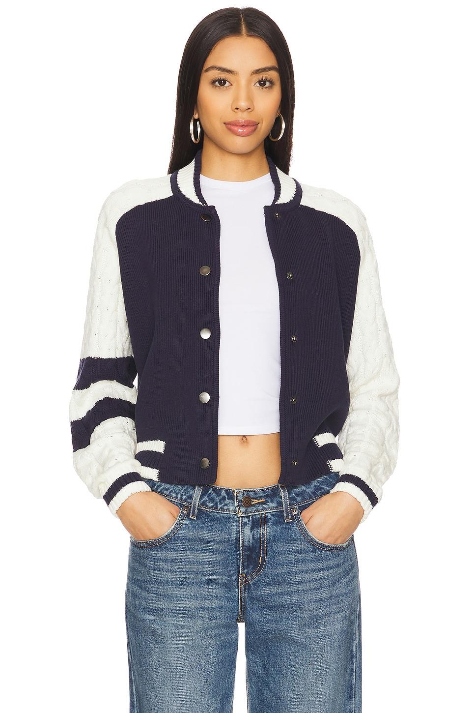 cable sleeve knit bomber