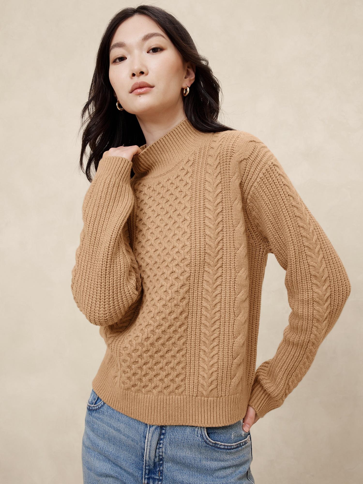 cable turtleneck sweater