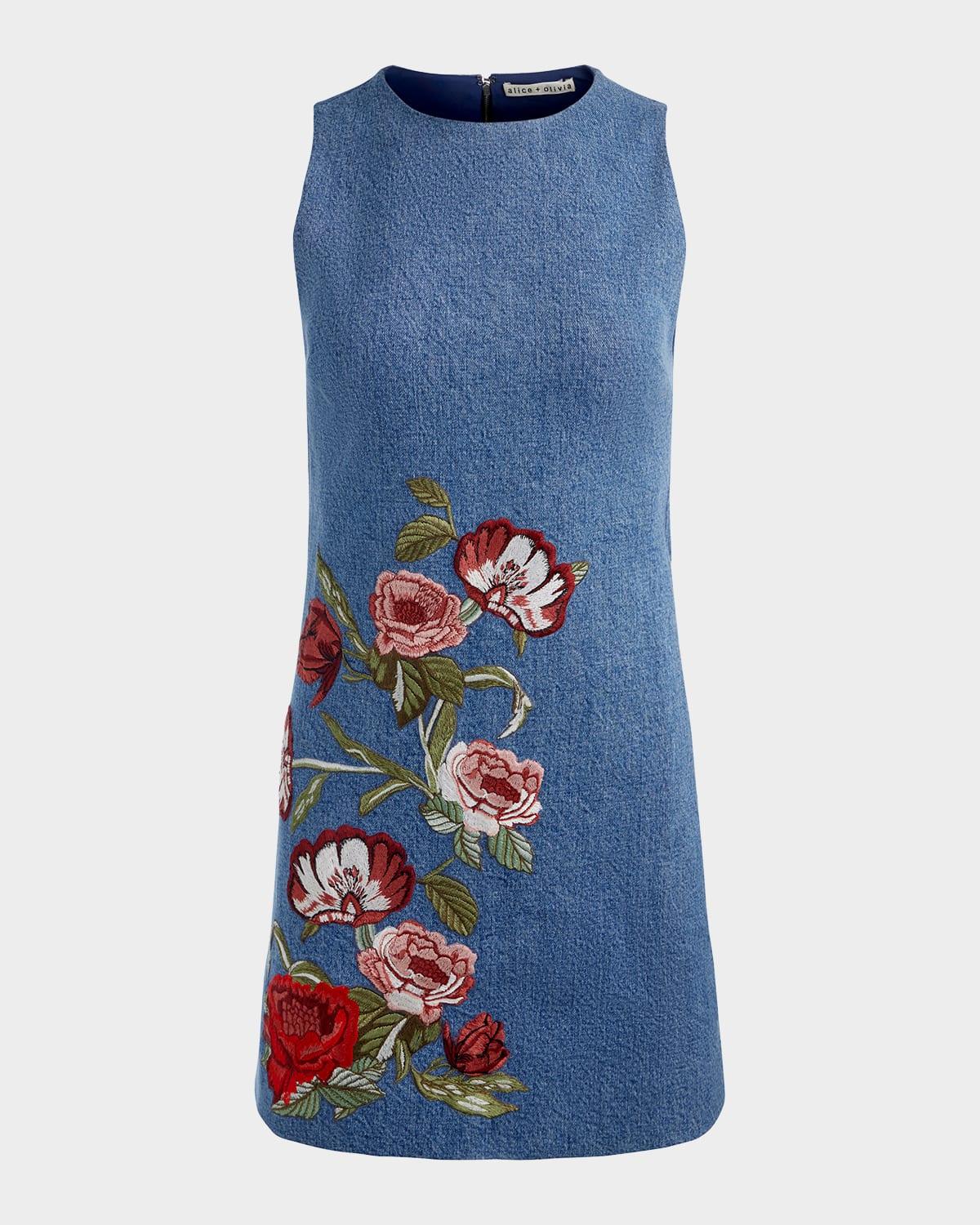 cade floral embroidered mini dress