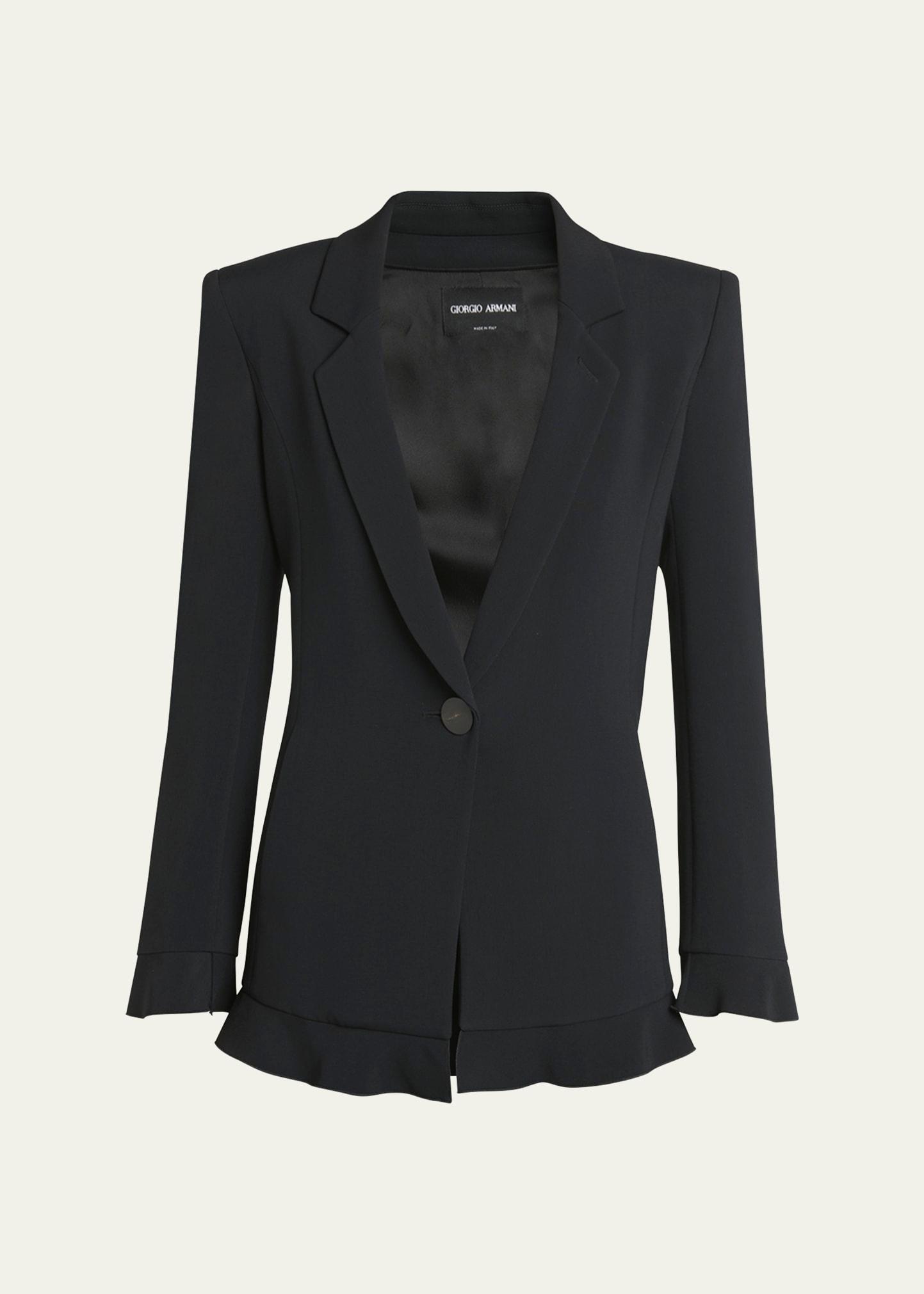 cady blazer jacket with ruffle underlay