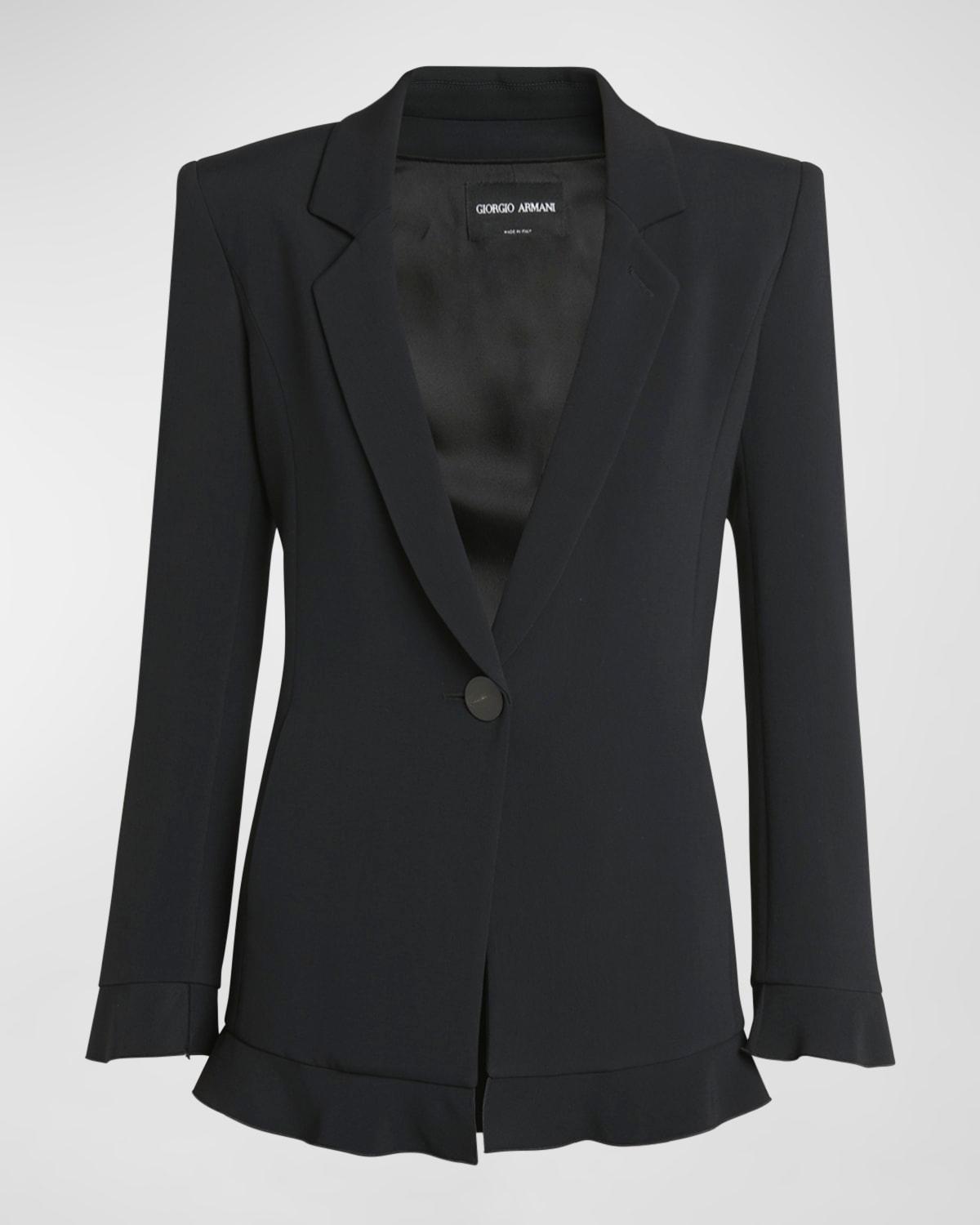 cady blazer jacket with ruffle underlay