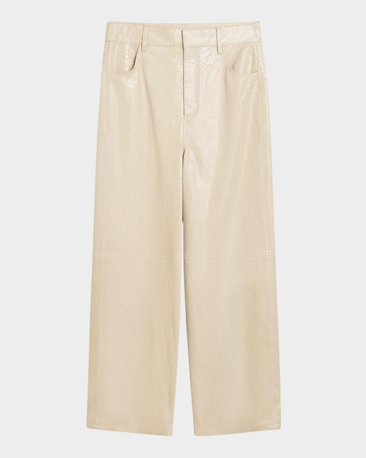 cailys crocodile-embossed leather trousers