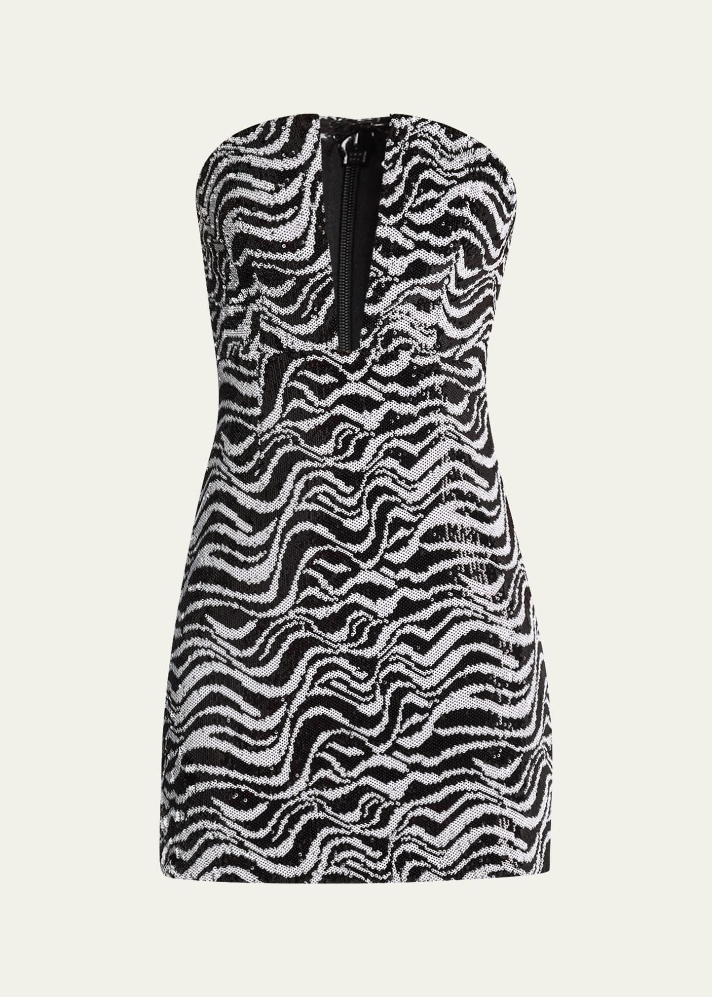 caitrin strapless plunge sequin mini dress