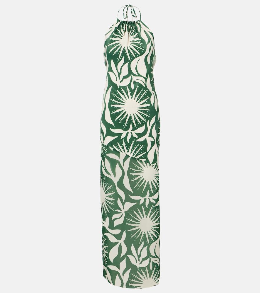 cala de la cruz acasia beaded printed halterneck maxi dress