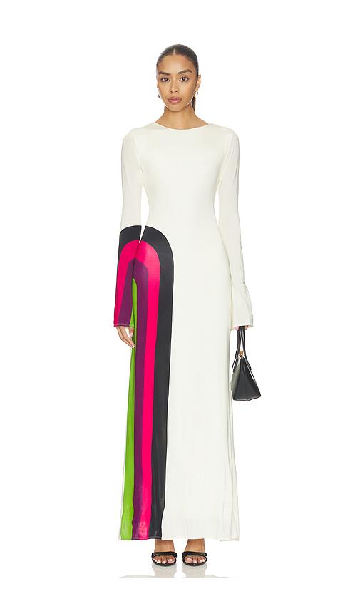 cala de la cruz amay dress in cream,fuchsia.