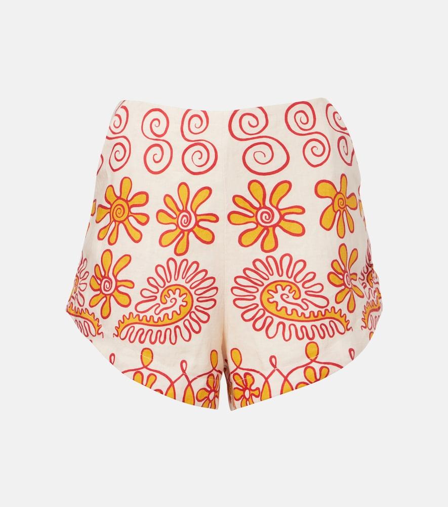 cala de la cruz bahamas printed linen shorts