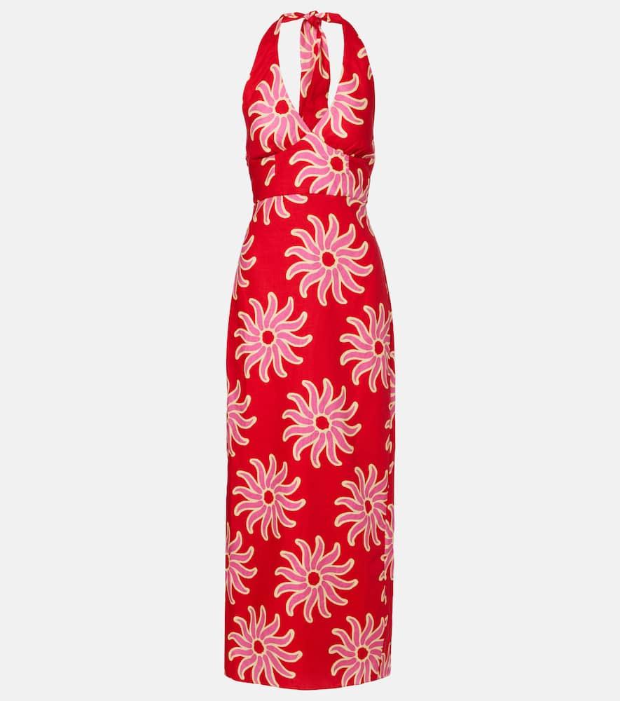 cala de la cruz dasha printed halterneck linen maxi dress