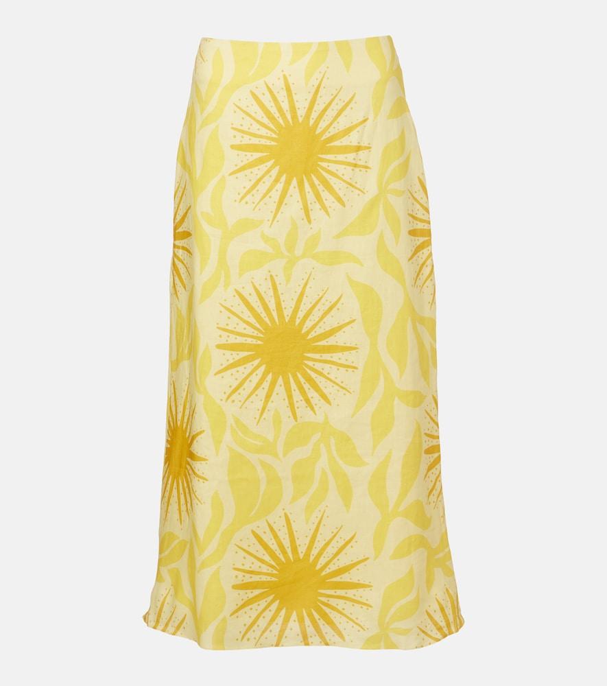 cala de la cruz fabiana printed linen midi skirt