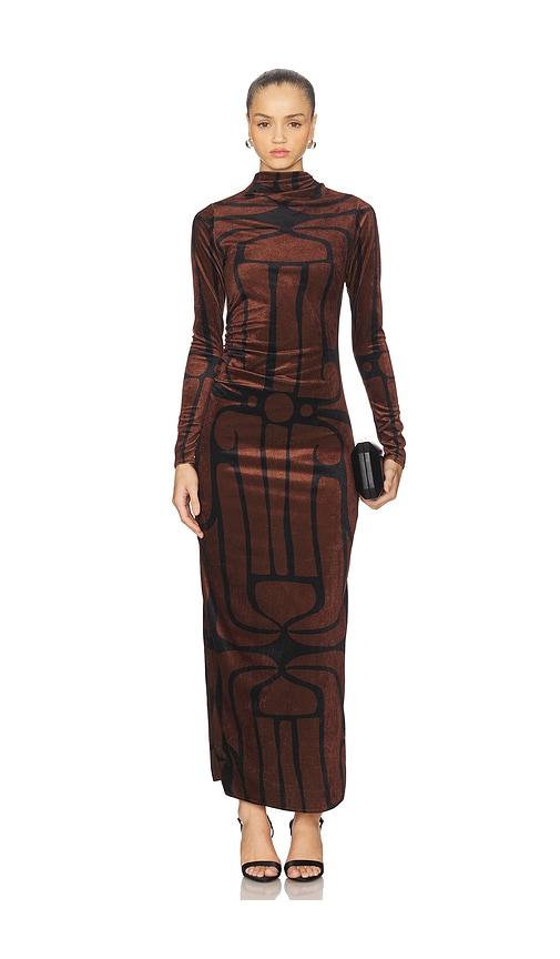 cala de la cruz isidora dress in brown.