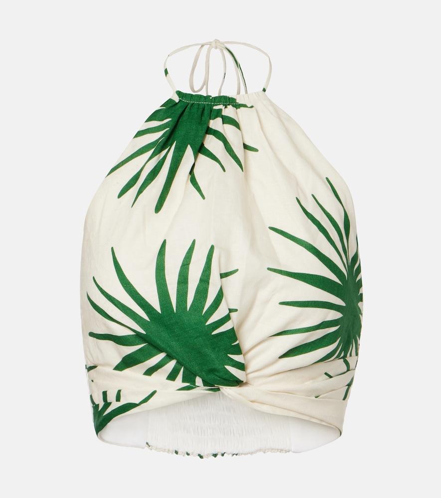 cala de la cruz lodi printed halterneck linen crop top