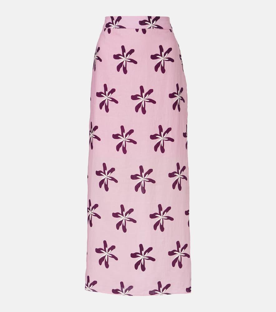 cala de la cruz magda floral linen maxi skirt