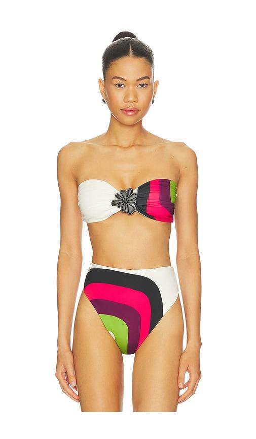 cala de la cruz maple bikini top in white,fuchsia.