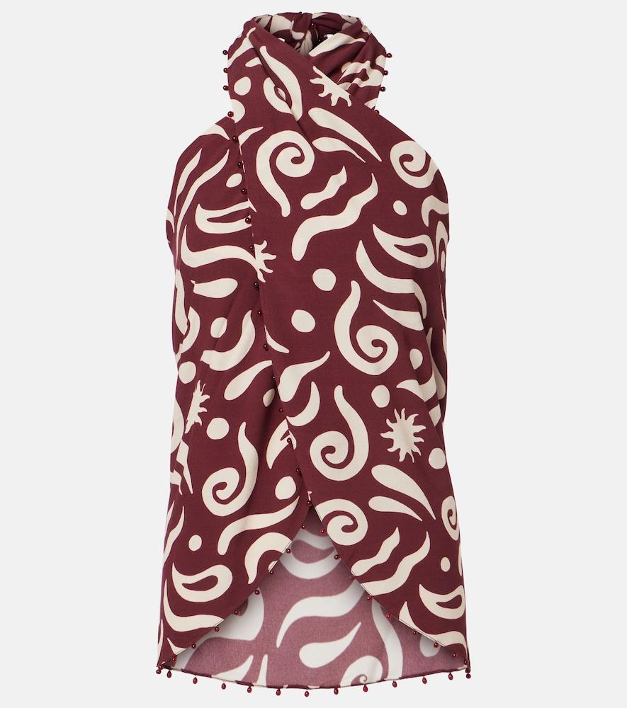 cala de la cruz zauma beaded printed top