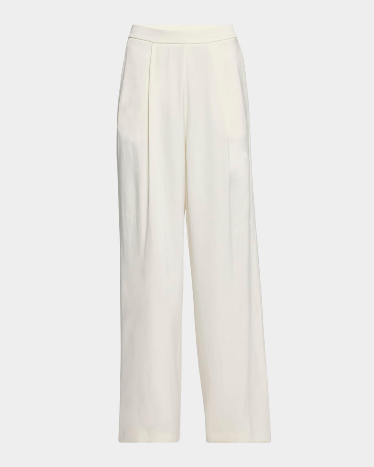 caledon pleated wide leg wool silk pants