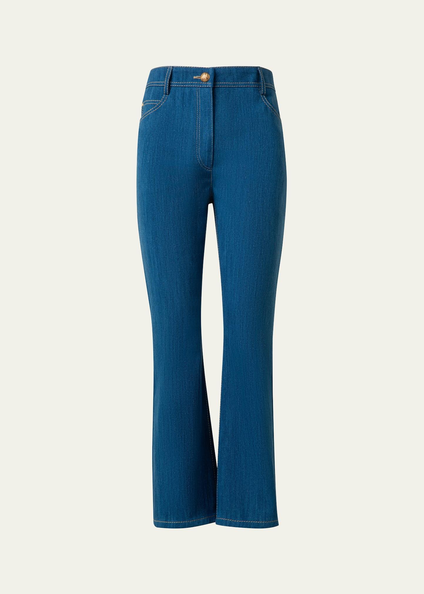 cali flared denim cropped pants