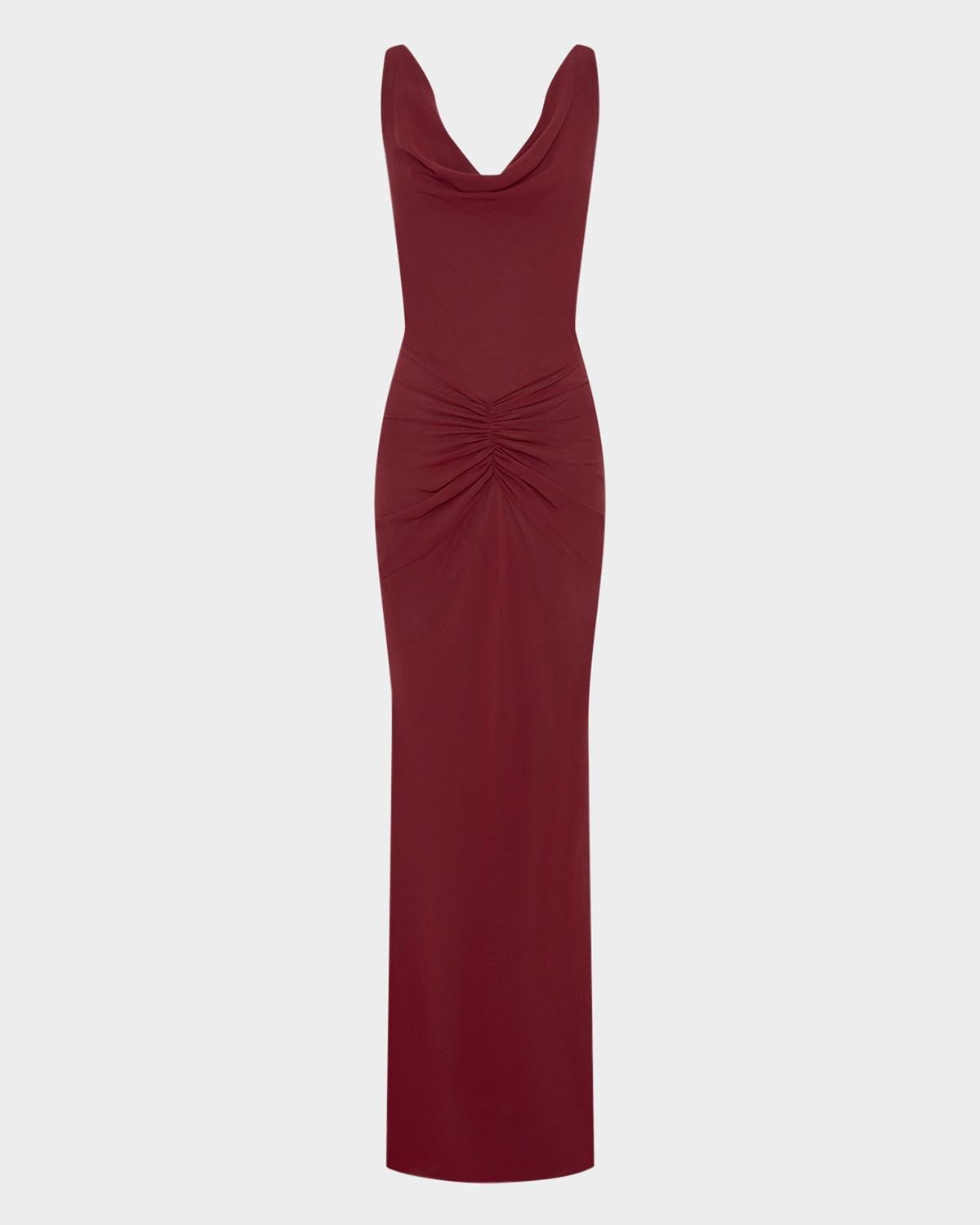 calia cutout cowl-neck column gown