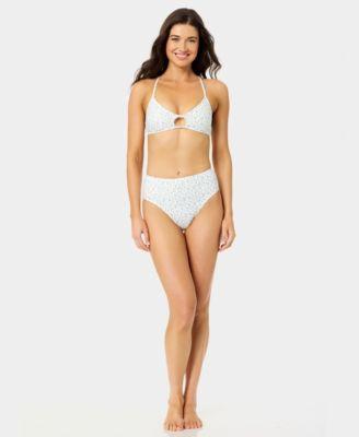 california waves womens ditsy wide rib swim bikini top bottoms