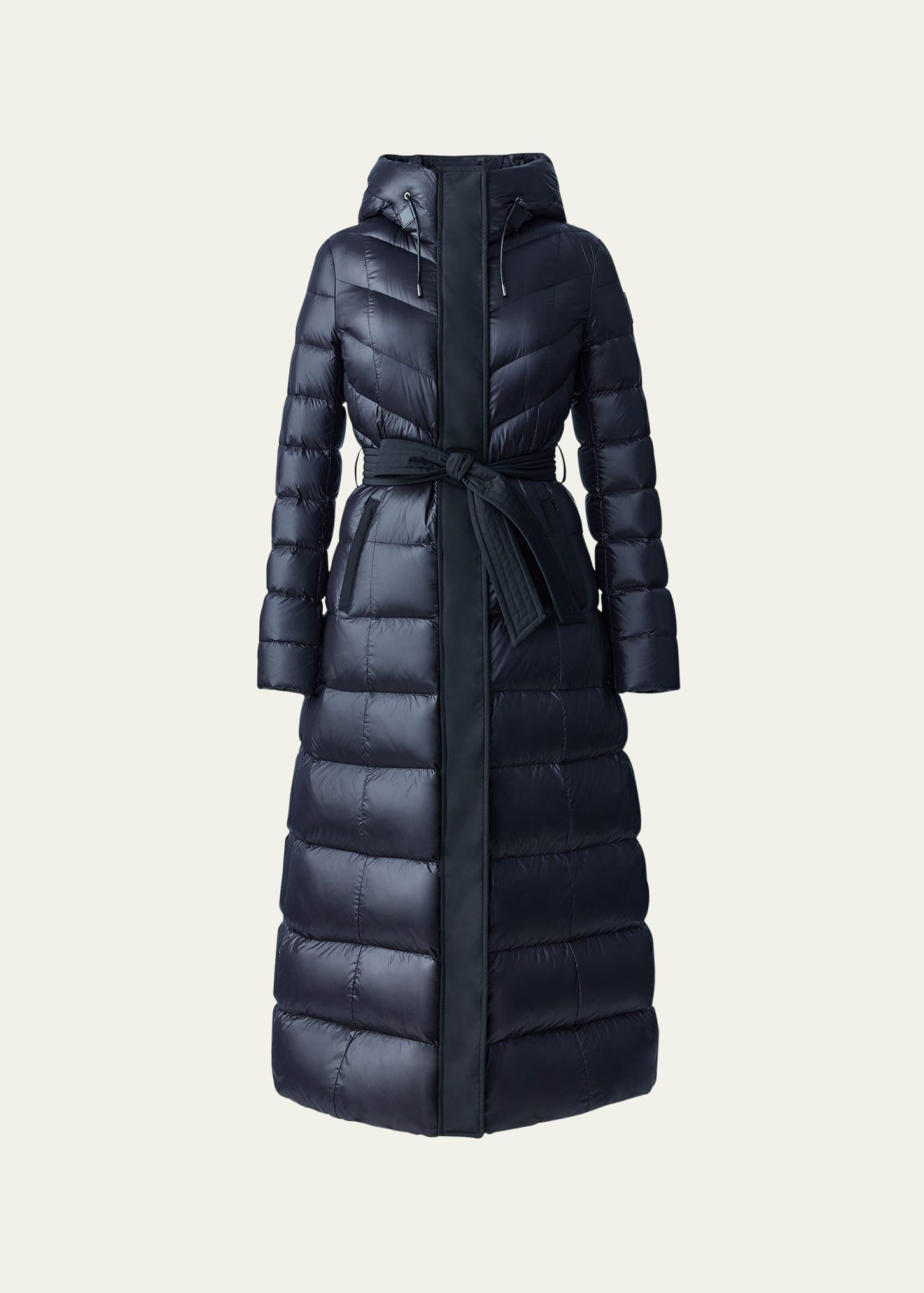 calina zip-front a-line down coat
