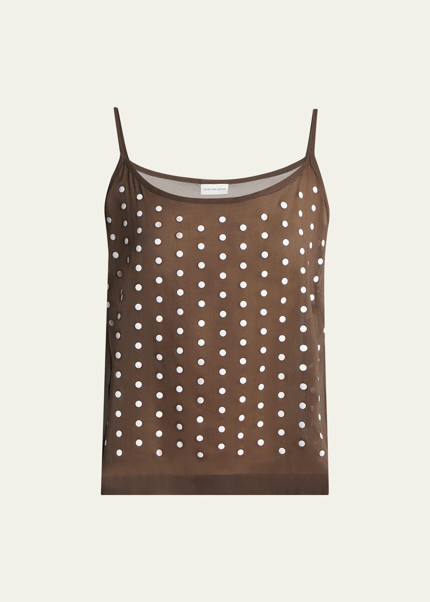 calipso polka-dot printed sheer cami top
