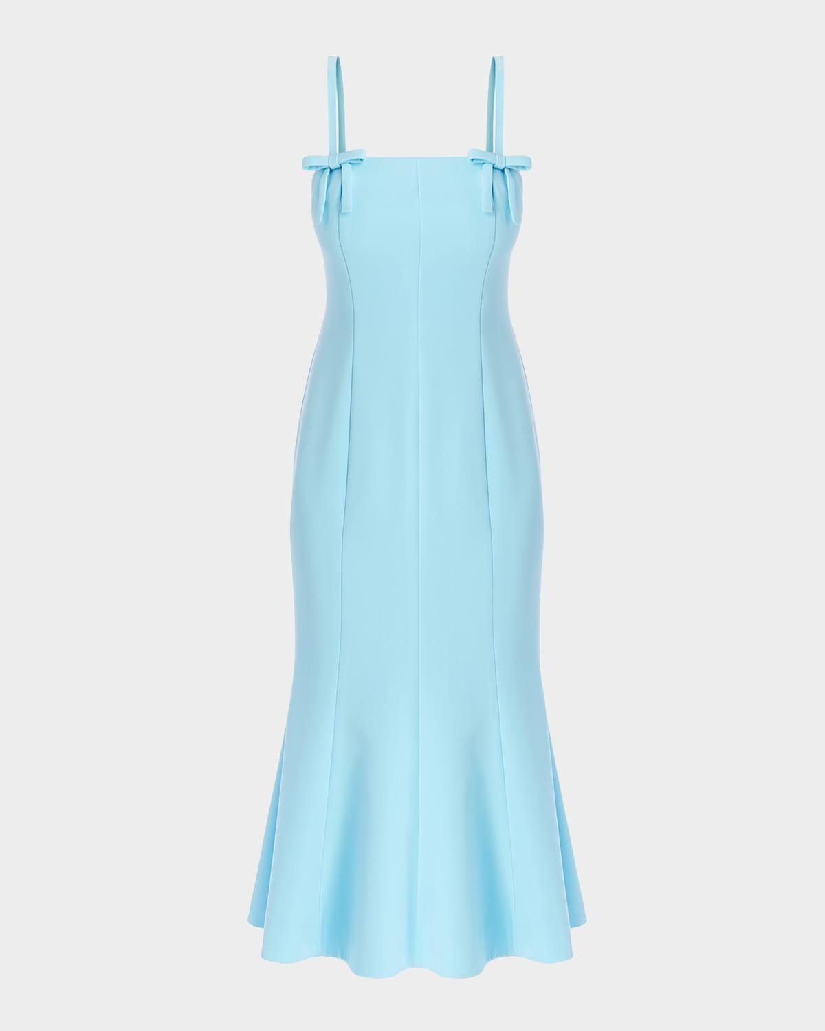 calista square-neck mermaid midi dress