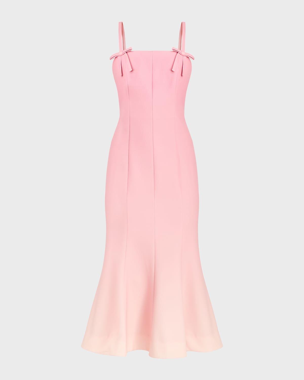 calista square-neck ombre mermaid midi dress