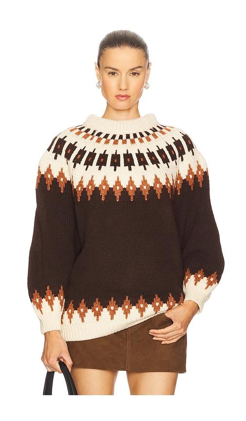 callahan kathleen fair isle pullover in chocolate.