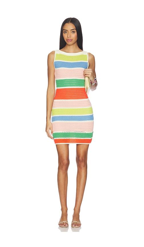 callahan perla crochet mini dress in green,rose.