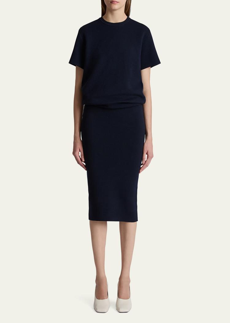 callas draped short-sleeve midi dress