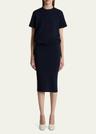 callas draped short-sleeve midi dress