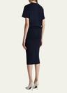 callas draped short-sleeve midi dress